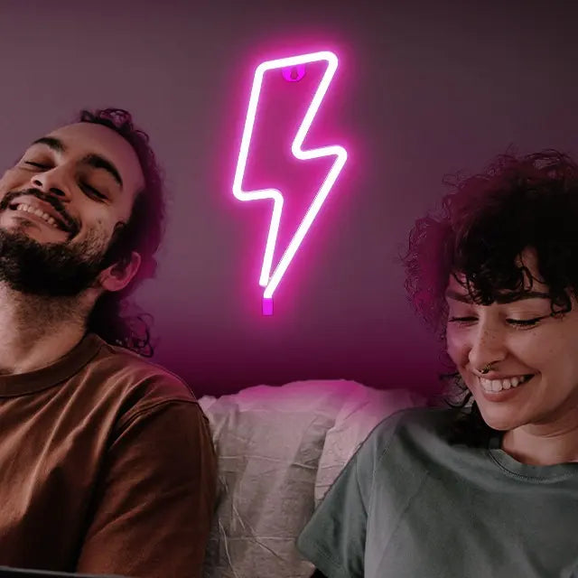 USB-Powered Lightning Bolt Neon LED Light with On-Off Switch, Aesthetic Light Signs for Bedroom Lighting, Room Decor, Gaming Room & Bedroom Use, Led Night Light, Led Wall Decor