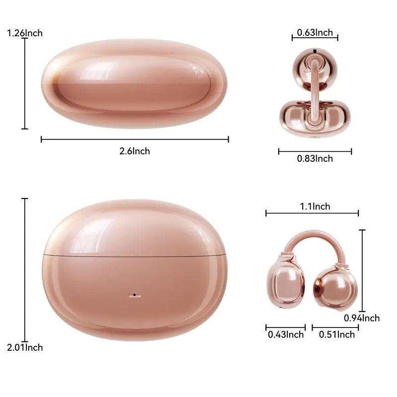 Open ear clip headphones, wireless Bluetooth 6.0 headphones, built-in microphone and ear hook, comfortable to wear, high fidelity sound quality for sports and fitness.