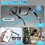 Smart Glasses - Wearable Bluetooth Audio Glasses with Voice Assistant & Touch Control, Open-Ear Speakers & Mic for Hands-Free Calls, Anti-UV Lenses, Smart Sunglasses, Suitable for Running, Driving, and Outdoor Activities, Wireless Audio Glasses