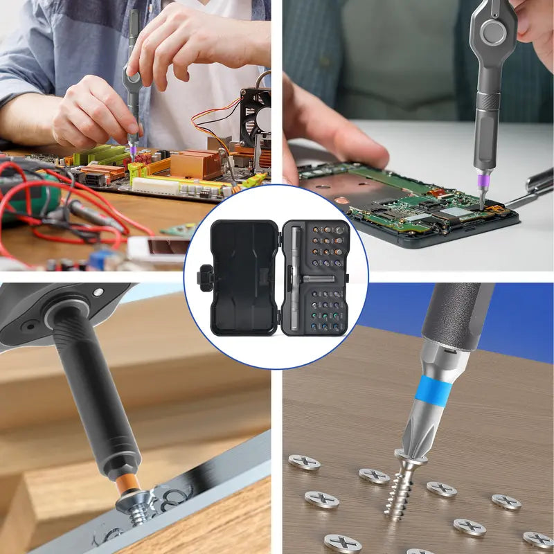 24 in 1 DIY Screwdriver Set,1 Set Switchable Screwdriver Shape Magnetic Screwdriver,Compact and Portable Ratchet Screwdriver Set,Multifunctional Drill Bit Set,Detachable T-shaped Ratchet Handle Hardware,Precision Screwdriver Tool Kit,Home Repair Tool Box