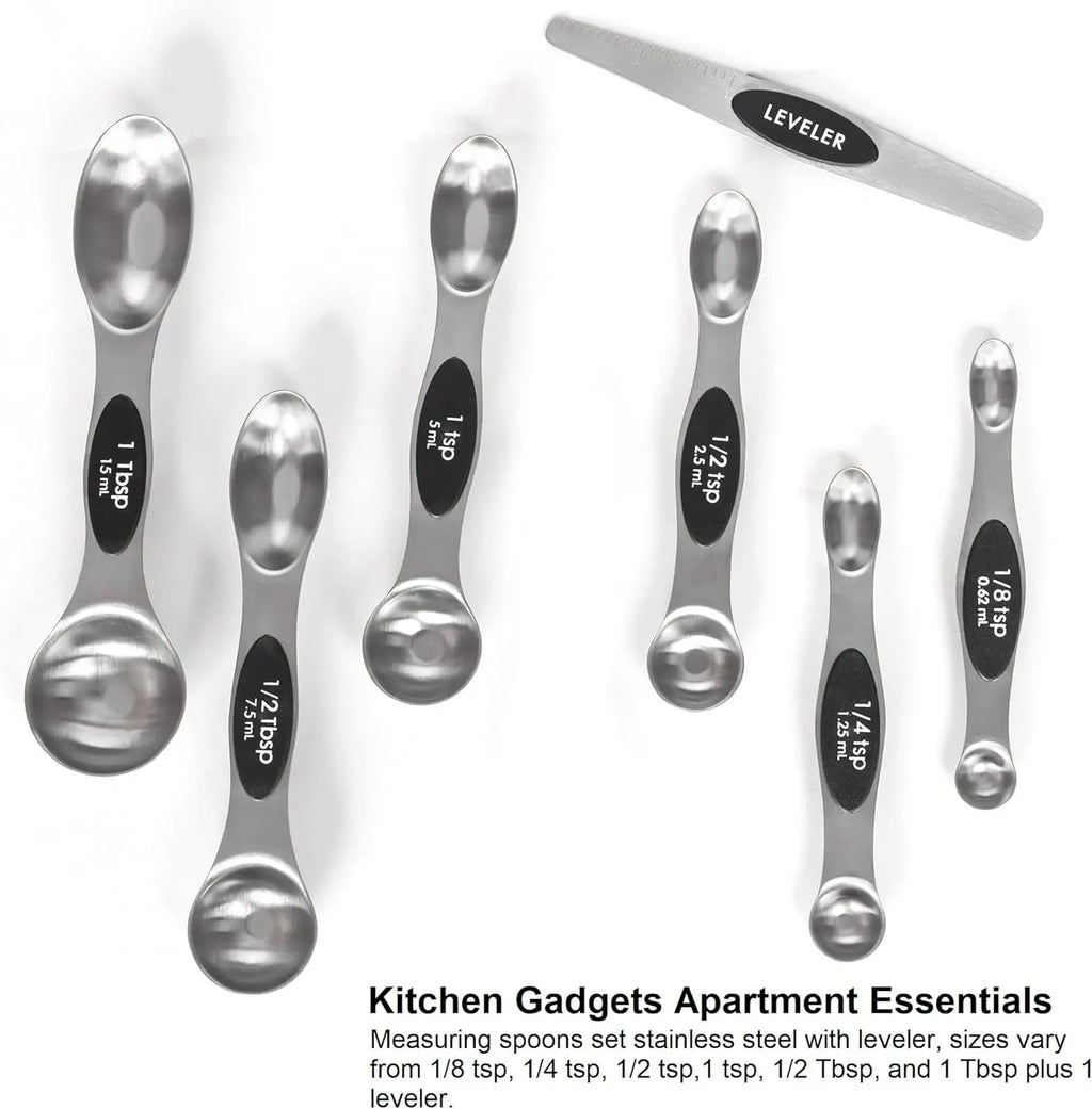 Stainless Steel Magnetic Spoons 7 Set with Leveler for Baking, Stackable Metallic Spice Kitchen Utensils and Gadgets Measure Cups Measuring [Sold 619 units]