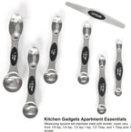 Stainless Steel Magnetic Spoons 7 Set with Leveler for Baking, Stackable Metallic Spice Kitchen Utensils and Gadgets Measure Cups Measuring