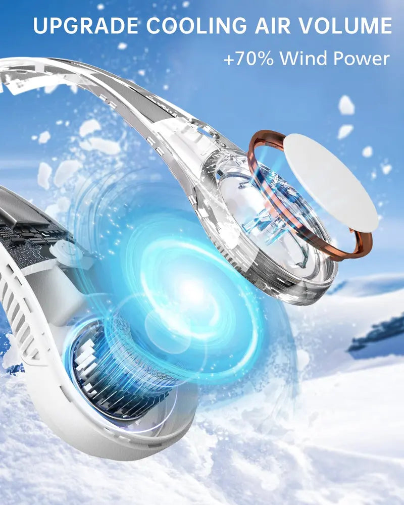 Hands Free Neck Fan, Sports, Travel, Office, Rechargeable, Bladeless Cooling Technology, Wearable Headset Design,Up to 8 Hours of Battery life, Comfortable to Wear