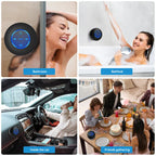 Waterproof Bluetooth Speaker with RGB Lights, IPX4 Rating, Suction Cup, Built-in Mic, Buttons - Plastic Portable Wireless Speakerphone for Phones, Tablets, Bathroom [Sold 1000+ units]