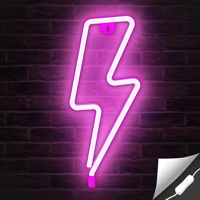 USB-Powered Lightning Bolt Neon LED Light with On-Off Switch, Aesthetic Light Signs for Bedroom Lighting, Room Decor, Gaming Room & Bedroom Use, Led Night Light, Led Wall Decor