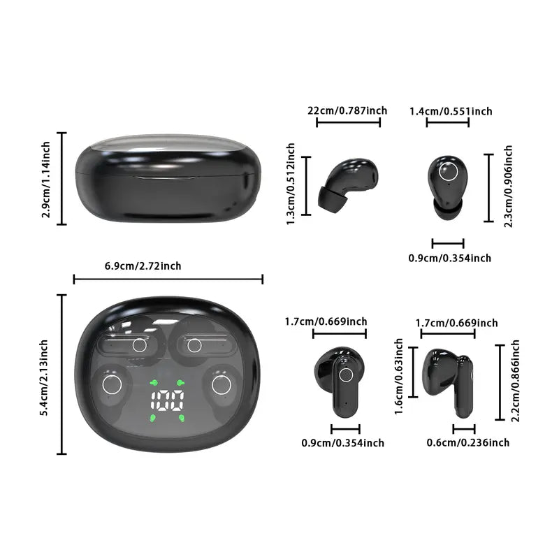 MSHUKCOE Wireless Bluetooth Headphones，Tiny Size Invisible Earbuds，Waterproof Headsets，With Mic，Sleep and Sports Earphones Set, 2 Pairs, Mini and Short Handle Design，for Work Sport Sleeping summerwins
