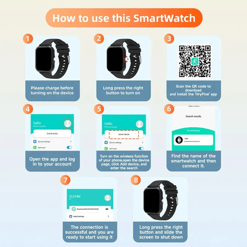 Erun 1.83-Inch HD Smartwatch, Wireless Smart Watch, Sporty Digital Watch, Sports Tracking Smartwatch with Bluetooth Calling and Weather App, Compatible with Android and iOS