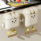 Hanging ABS Trash Can with Lid - Cute Cartoon Waterproof Bin, High-Toughness Resists Daily Wear, Kitchen Trash Cans for Wall/Under Sink Use, RV/Dorm Friendly Small Space Accessory  [Sold 1000+ units]