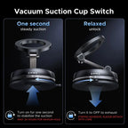 Vacuum Suction Magnetic Car Phone Mount, Unpowered 360° Rotatable Foldable Adjustable Smartphone Holder, Noiseless Car Phone Stand for for iPhone & Android Devices