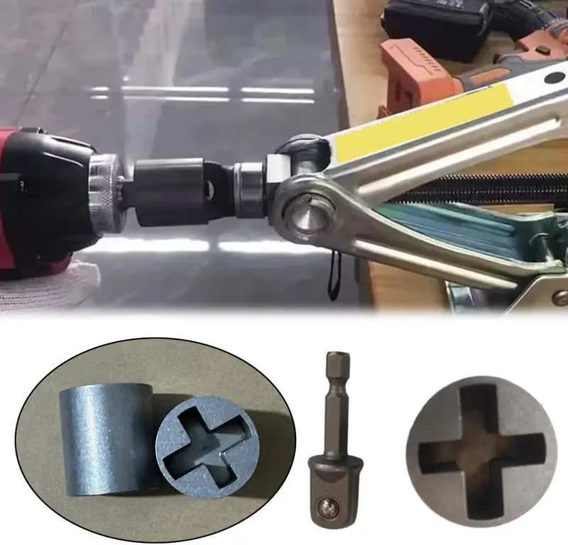Universal Jack Socket Adapter for Hand Drill Sturdy Scissor Jack Drill Adapter Heavy-Duty Socket Converter Easy Tire Change Tool for Electric Wrenches Hand Drills and Ratchets [Sold 688 units]