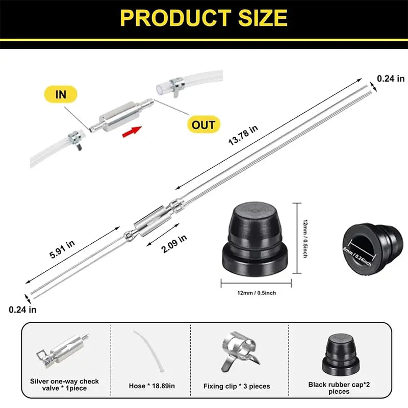 Gifts Brake Bleeder Hose - One Way Check Valve Tube Bleeding Tool Kit for Hydraulic System Bleeding,Universal Brake Fluid Bleeder Ki for Car Motorcyle Clutch, Soft Tube with Metal Clips