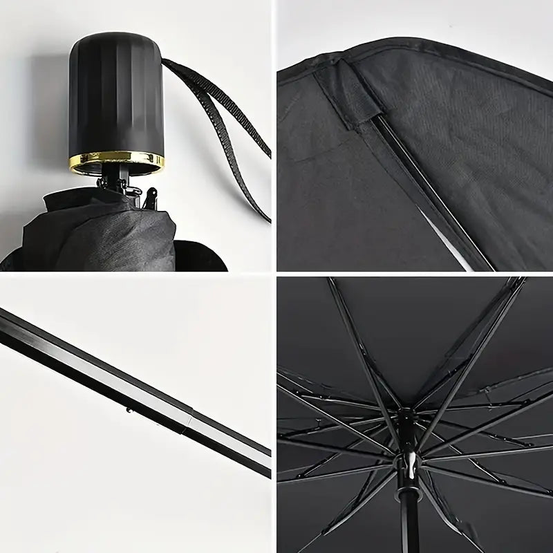 Foldable Car Windshield Sun Shade Umbrella, Foldable Car Sunshade, Windscreen Shade Cover, Heat & UV Block Car Sun Protector, Universal Fit for Cars, SUVs, Easy Install & Foldable Sun Shade for Car Interior Protection & Temperature Control