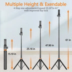 Smartphone Selfie Stick with Wireless Remote, Upgraded Stable Cellphone Tripod Stand, Tech Accessories for iPhone 17/16/15/14/13 & Mobile Devices, Cool Gadgets for Travel Tripod Standing Photo