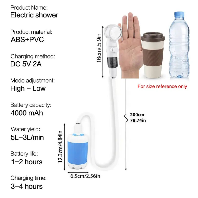Rechargeable Water Pump Set, Portable Shower Head for Outdoor Travel Camping, Rechargeable Camping Showerhead, Camping Accessories, Camping Equipment, Camping Tools, Camping Supplies, Camping Gear, Pet Cleaning and Multifunctional Garden Drainage Tool Set