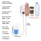 Rechargeable Water Pump Set, Portable Shower Head for Outdoor Travel Camping, Rechargeable Camping Showerhead, Camping Accessories, Camping Equipment, Camping Tools, Camping Supplies, Camping Gear, Pet Cleaning and Multifunctional Garden Drainage Tool Set