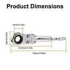 Fashion 10mm Socket Ratchet Wrench Keychain - Mini Metal Alloy 180° Flex Head Functional Spanner, Real Working Keychain, Miniature Tools Spanners & Wrenches, Tool Lovers Must Have (Neo Chrome Silver) Gift For 72-Tooth Mechanics（1,000+ sold）