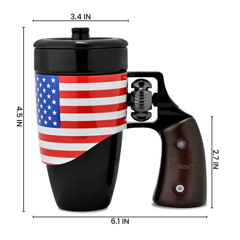Pukomc Coffee Mug with Rotatable Wooden Handle Gift Boxes, Ceramic Leak-Proof and Scalding-Proof Cup, 16 Ounces Beverage Drinkware Glass Reusable Reuse Tumbler Washable, Best Gift Ideas for Men, Boyfrieds Gifts, Men Gifts Funny Mug