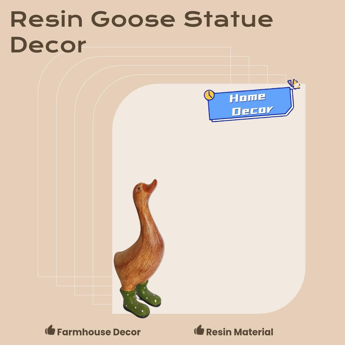 Resin Goose Statue Figurine, Cute Resin Figurine, Home Decor Statue, Animal Figurines, Indoor & Outdoor Farmhouse Decor, Desktop Ornament for Living Room, Desk, Garden [Sold 678 units]