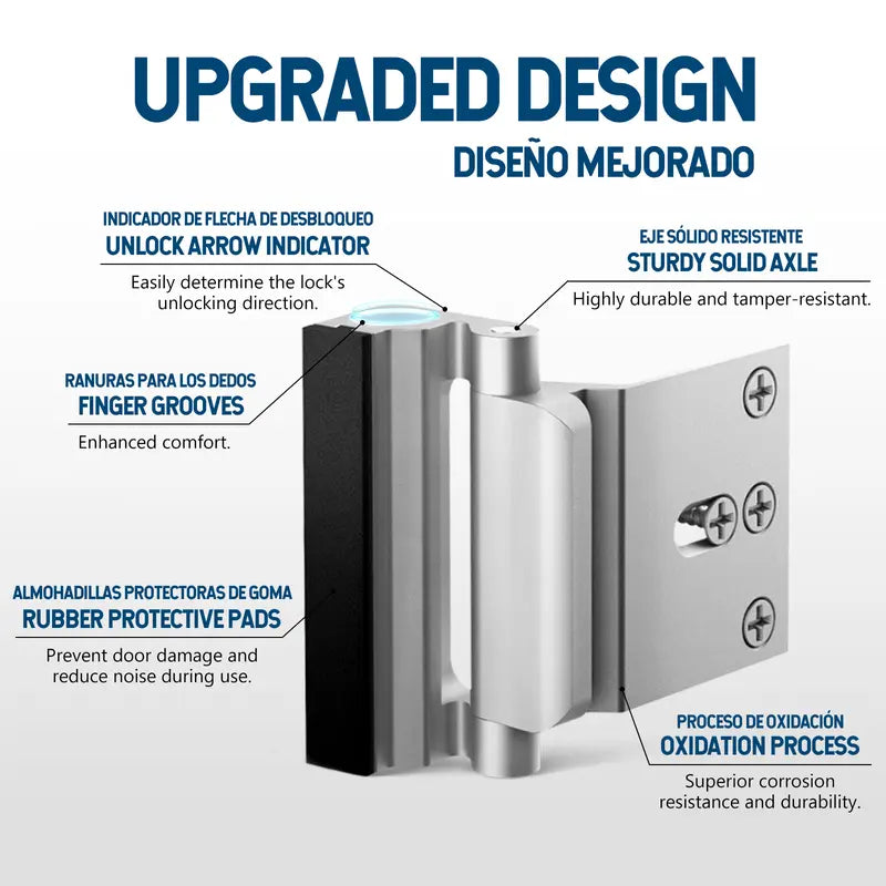 2-Pack Heavy-Duty Aluminium Anti-Force Antitheft Lock Latches & Bolts, Mechanical Door Blockers for Burglary Protection, Back to School Security Door Hardware   [Sold 1000+ units]