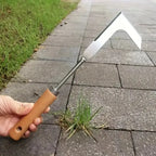 Crack Weeder & Crevice Cleaning Tool,  Stainless Steel Manual Grass Puller with Beech Wood Handle for Sidewalks, Driveways, Patio Pavers, Narrow Wall Gaps and Garden Weeds