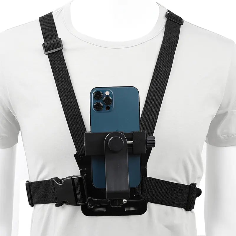 Chest Mount Cell Phone Holder, Stable Non-Slip, Adjustable Cellphone Mount, Universal Smartphone Holder for Outdoor Sports, Cycling & Running Recording, Universal Phone Holder