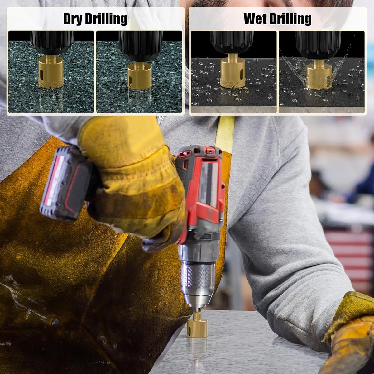 12-Piece Multi-Size Diamond Abrasive Drill Bit Set - Ceramic Drill Bits, Power Tool Accessories with 0.24in-1.38in (6mm-35mm) Inches/MM Sizing for Tile, Porcelain, Marble, Glass Cutting [Sold 706 units]
