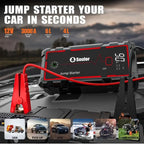 Soulor 8000mAh Portable Car Jump Starter 12V Battery Booster Power Bank with LED Emergency Light, LCD Display and Smart Jumper Cables for Cars SUVs Trucks fathersdaygift