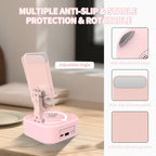 Portable Bluetooth Speaker - 4-in-1 Sound Box with Phone Stand, 300° Foldable Silicone Base, LED Light, Rechargeable Emergency Function, USB Music Playback, Father’s Day Pink Gift for Tablet iPhone Android Users  [Sold 1000+ units]