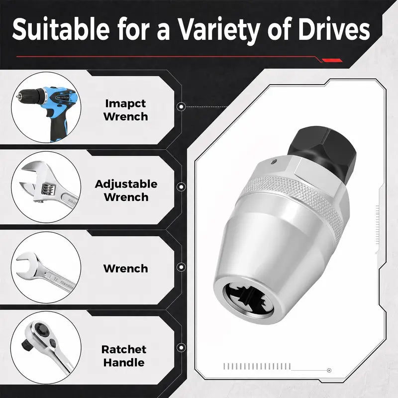 6-13mm Broken Bolt Extractor Set - Metal Damaged Stud Remover Tool for Impact Wrench and Ratchet, Non-Electric Manual Operation,Summervibes