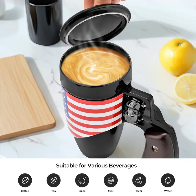 Pukomc Coffee Mug with Rotatable Wooden Handle Gift Boxes, Ceramic Leak-Proof and Scalding-Proof Cup, 16 Ounces Beverage Drinkware Glass Reusable Reuse Tumbler Washable, Best Gift Ideas for Men, Boyfrieds Gifts, Men Gifts Funny Mug