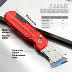 2-in-1 Folding Utility Knife Scraper, Heavy Duty Zinc Alloy Body, Retractable Work Tool with Blade Storage, 13pcs SK2 Black Replacement Blades, EDC Tools and Gadgets for Home, Office, Work Tools