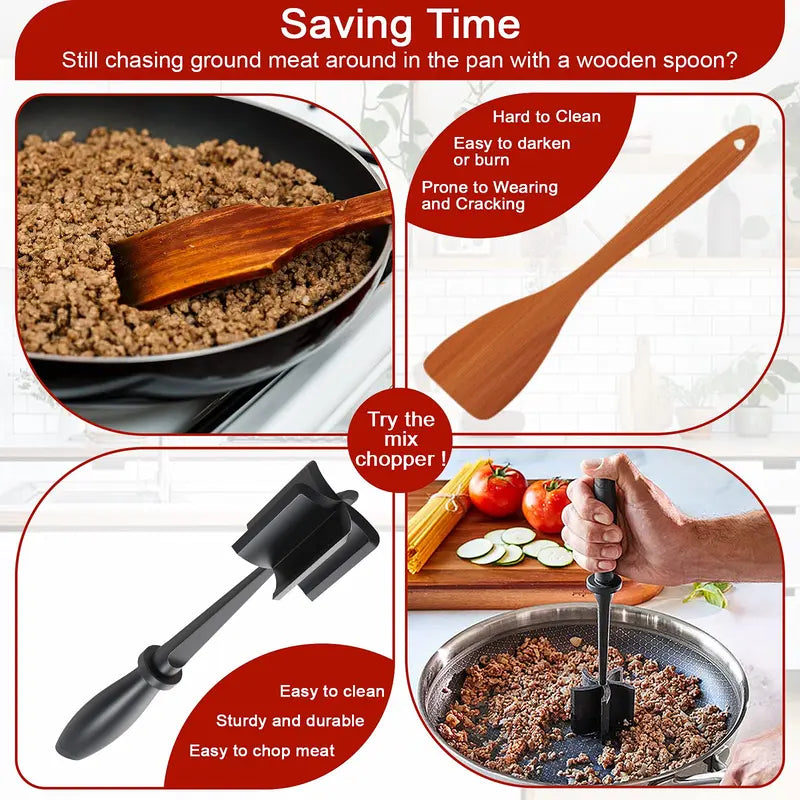 Handheld Meat Chopper, Non-Stick Meat Mincer & Manual Hamburger Meat Masher, Chicken Shredder Tool, Multifunctional Kitchen Cooking Accessory, Cooking Tools #GLOBAL PICKS
