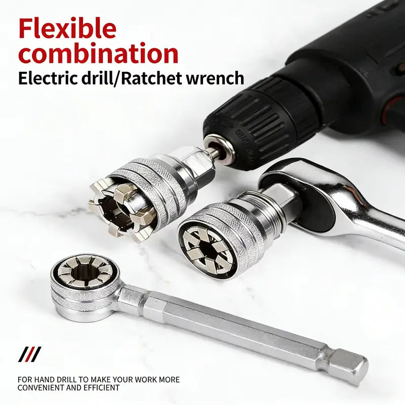 Multi-Function Universal Socket Wrench Tool - Universal Maintenance Tool, Adjustable Universal Socket Wrench, Universal Socket Tool for 3/8" Drive Ratchet Torque Wrench & Power Drill (Connecting rod random color) Fathers Day Gift