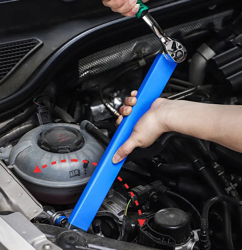 Offset Extension Wrench, Upgraded Impact Ready Extension Wrench Set, with 4pcs Square Drive Adapters, 15" Socket Wrench Tool, Universal Extensions Wrench for Hard-to-reach Place