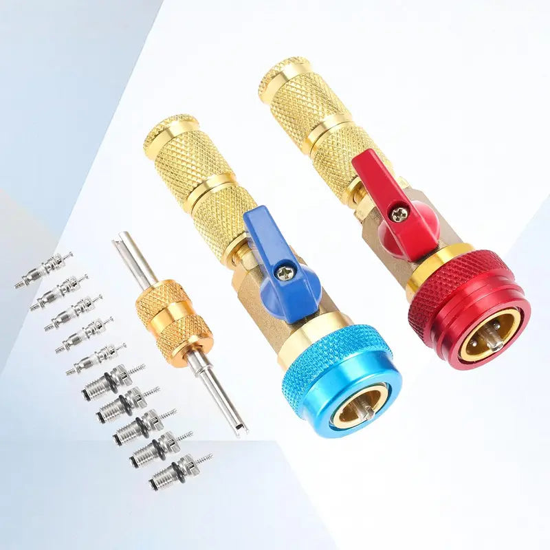 R134A Valve Core Quick Remover Installer, High Low Pressure Valve Core Remover Tools Kit for R13A Refrigerant Air Conditioner System Fathers Day Gifts