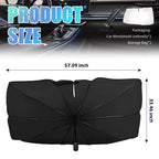 Foldable Windshield Sun Shade Umbrella Cover - Titanium Silver UV Protection, Heat-Insulation Front Auto Window Visor, Portable, Fits Most Cars and SUVs, Quick Install, Folding Easily with Storage Bag [Sold 659 units]