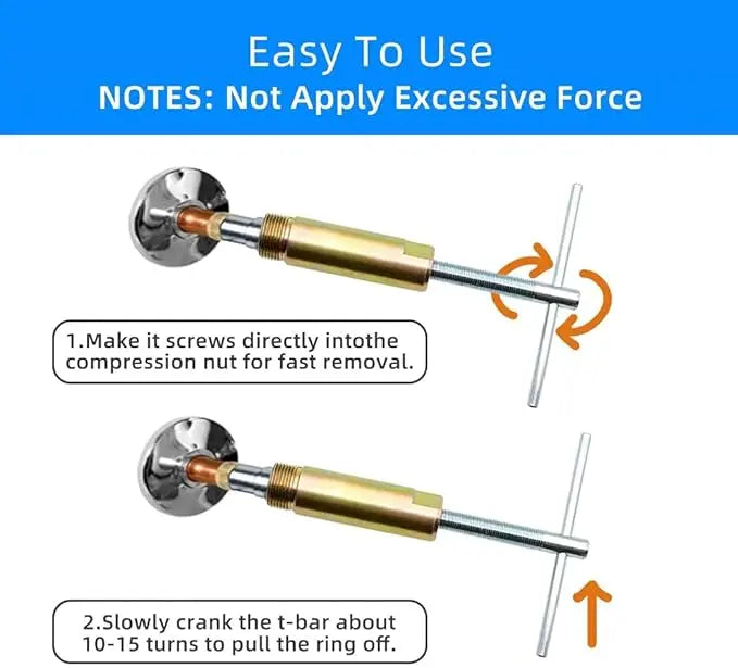 Compression Sleeve Puller Tool Remove Nut & Ferrule Of Pipe 03943, Sleeve Remover For 1/2” Compression Fittings Only, Corroded & Frozen Supply Stops, Plumbing Tools Compression Ring Removal Tool