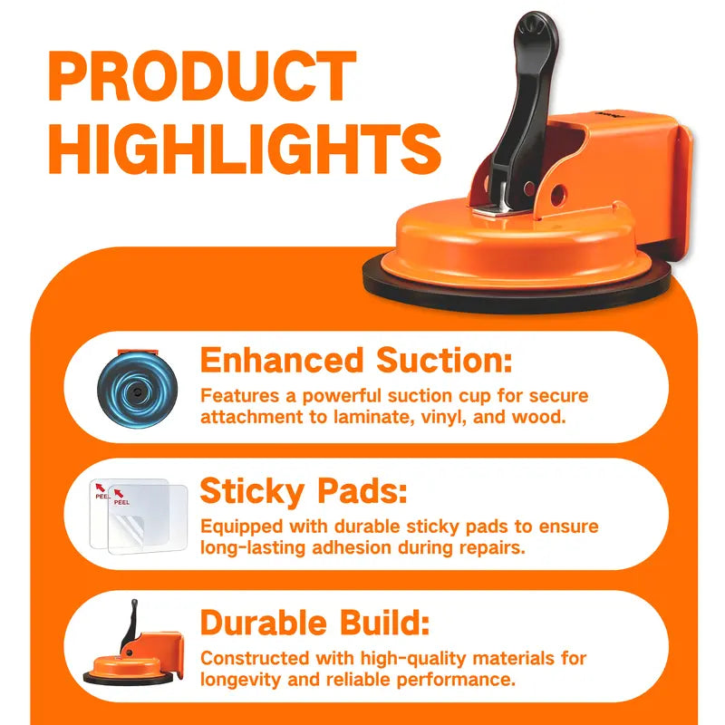 Floor Gap Fixer Tool fathers day gift Suction Cup Gap Puller with 2 Reusable Sticky Pads & Rubber Mallet, Heavy Duty Repair Tool, Laminate Flooring Tools, Vinyl Floor Repair Kit, Gap Tool