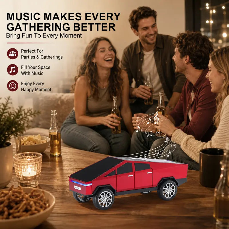 WSTER WS-580 Pickup Truck Model Bluetooth Speaker Cybertruck Style Rechargeable Portable Audio with USB TF AUX FM TWS Stereo Sound Great for Indoor Outdoor Parties Perfect Birthday and Father's Day Gift Connection Wireless Speaker