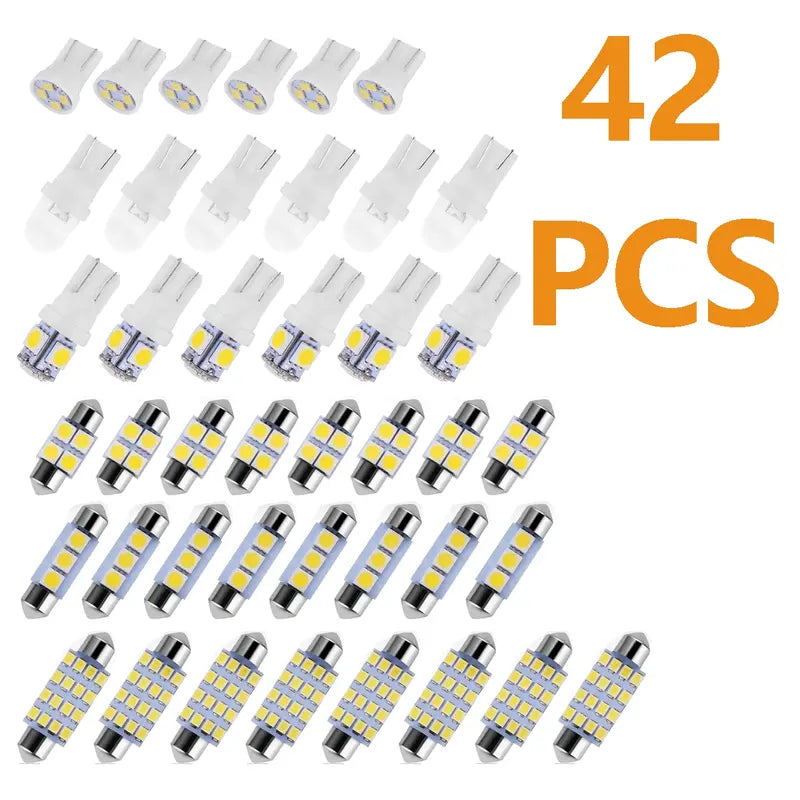 42Pcs Interior LED Car Bulb Kit Car Led Lights, DE3175 T10 194 31mm 41mm Replacement Bulbs for Dome Map Cab & Tail Light, Universal Truck & Car Lighting Accessory（1,000+ sold）