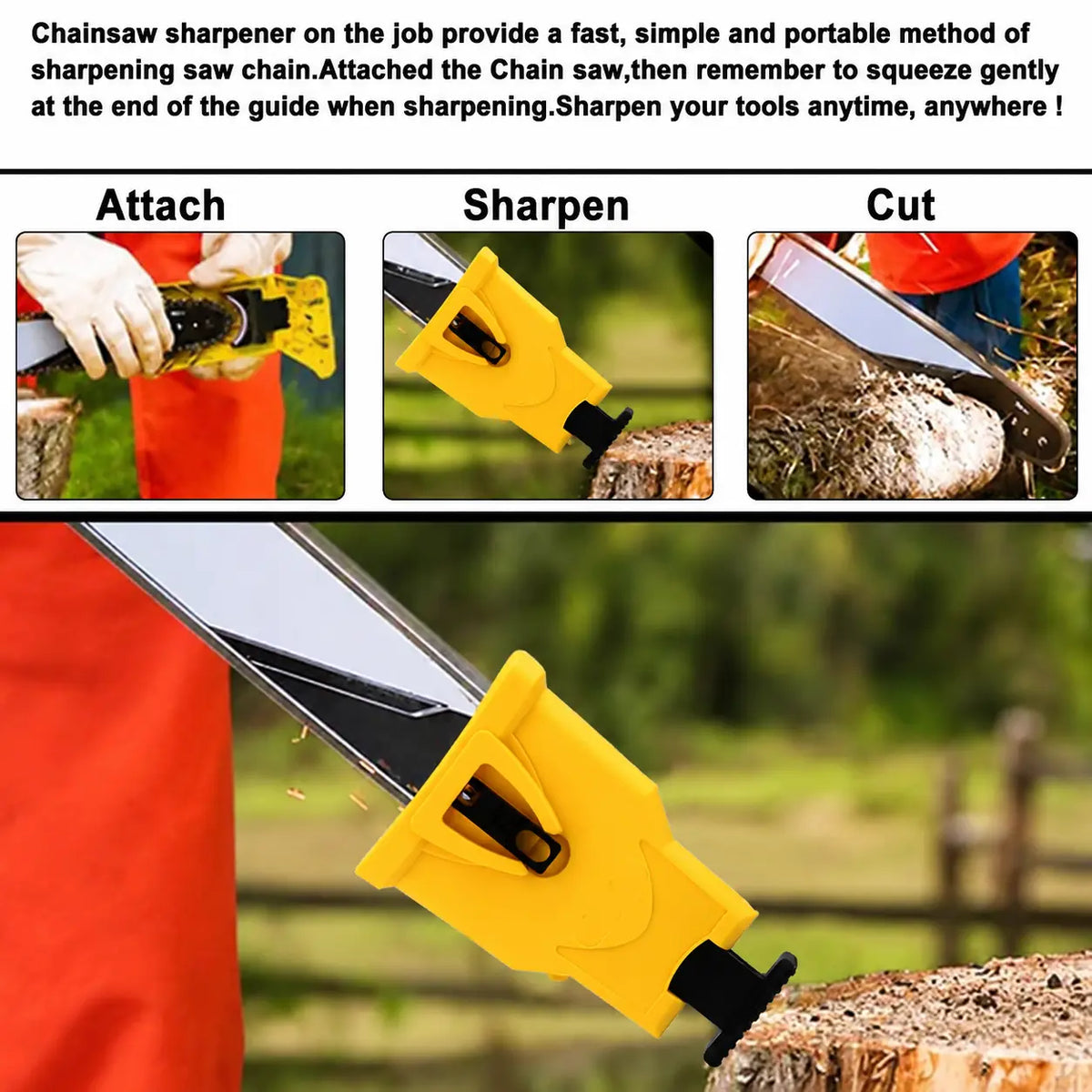 Portable Teeth Chainsaw Sharpener, Proprietary Bar-Mount Chain Saw Fast Sharpening Tool, Fit for 14/16/18/20 Inches 2-Hole Chain Saw Bar, toolupgrade [Sold 347 units]