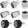 8-Piece Stainless Steel Universal Pressure Washer Adapter Set - M22 Swivel to 3/8 in Quick Connect, 3/4 in to Quick Release Fittings for Secure Hose Connections