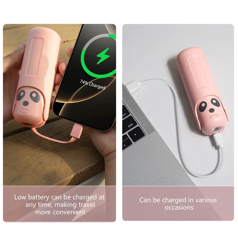 Pink Foldable Handheld Fan - USB-Powered Compact Rechargeable Portable Fan with Wired Mobile Power Bank Charger for Desktop Use, Fan Portable, Portable Fans