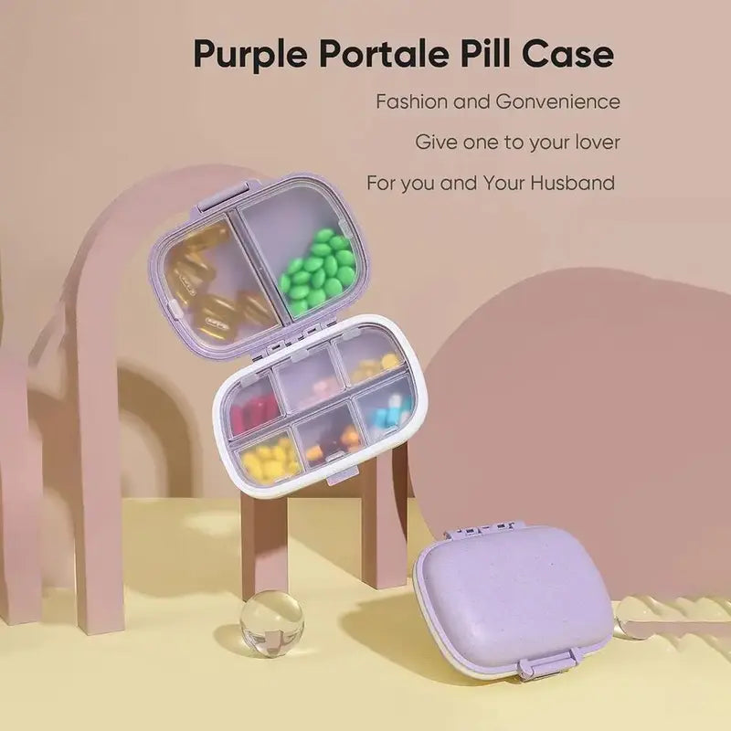 8-Compartment Pill Organizer, Medical Organizer, 1 Count Mini Portable Pill Case, Dustproof Medicine Storage Box for Daily Travel, Vitamins and Supplements