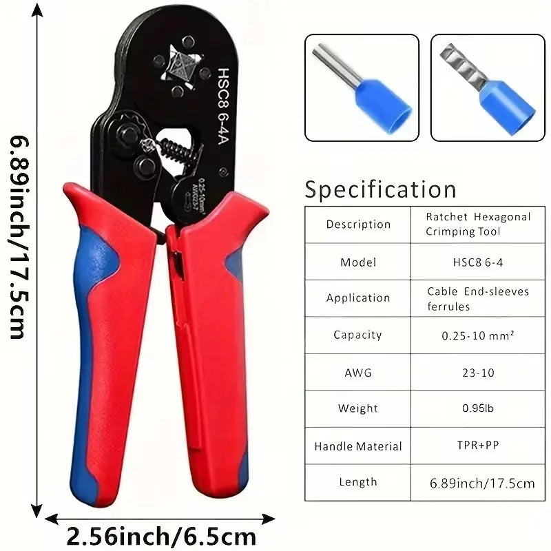 Crimping Tool Kit with 1900-Piece Wire Connectors, Insulated Wire Crimp Terminals, Mixed Butt, Ring, Fork, Spade, Bullet, and Quick Disconnect Assortment, HSC8 6-4A Crimping Pliers Set [Sold 683 units]
