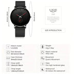 Men's Business Fashion Round Dial Analog Quartz Watch, Minimalist Style Wristwatch, Trendy Watch for Daily Use As Gift with Box, Round Face Wristwatch（1,000+ sold）