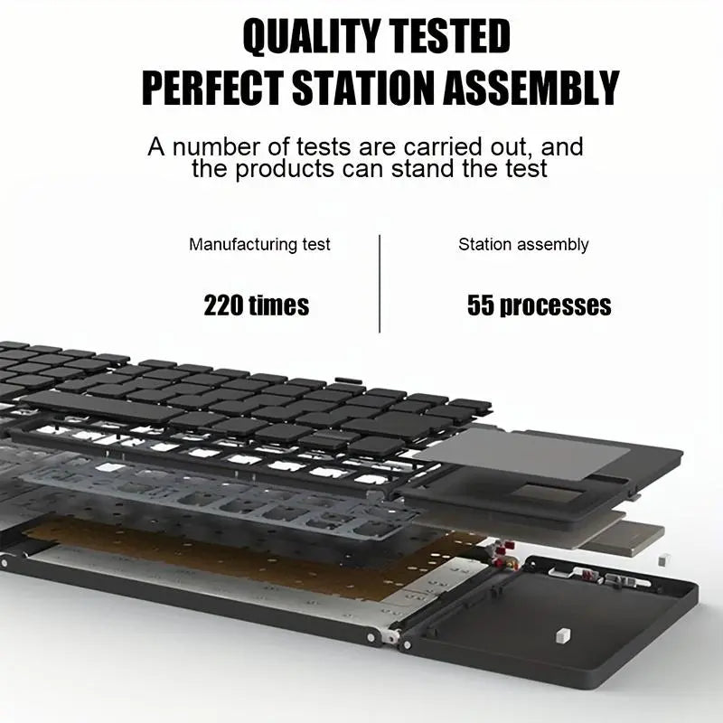 Portable Mini Foldable Bluetooth-compatible Wireless Keyboard with Mouse Touchpad, Ideal for Laptops, Phones & Computers, Compact Design, Folding Wireless Keyboard