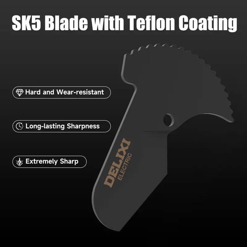 PVC Pipe Cutter, Cuts Up to 2-1/2" Ratchet Heavy-Duty SK5 High-Hardness Blade, 63mm Opening Aluminum Alloy Body Ratcheting for PVC, PPR, PE, PEX, Plastic Hoses & Plumbing Pipes Tube Cutter Pipe Cutting Tool