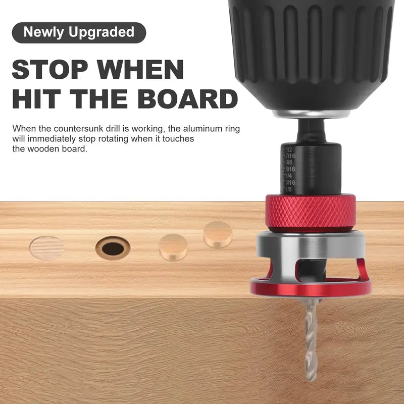 4PCS High Carbon Steel 4-Blade Countersink Drill Bit Set with Depth Adjust Stop, L-Shape Wrench Tool, Included Tool for Woodworkers’ Precision Drilling in Wood/Plastic,toolupgrade   [Sold 390 units]