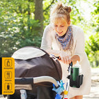 2-in-1 Universal Stroller Cup Holder with Mobile Phone Storage Rack, 360-Degree Rotatable Drink Holder for Strollers, Bike (Fits Most Cups)  [Sold 1000+ units]